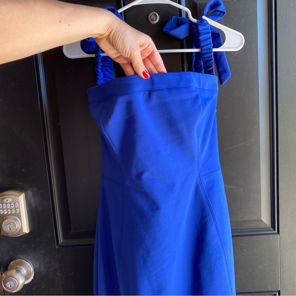 NWT GIANNI BINI Royal Blue Bow Off Shoulder Fitted Tie Dress Size 10 - Picture 6 of 13